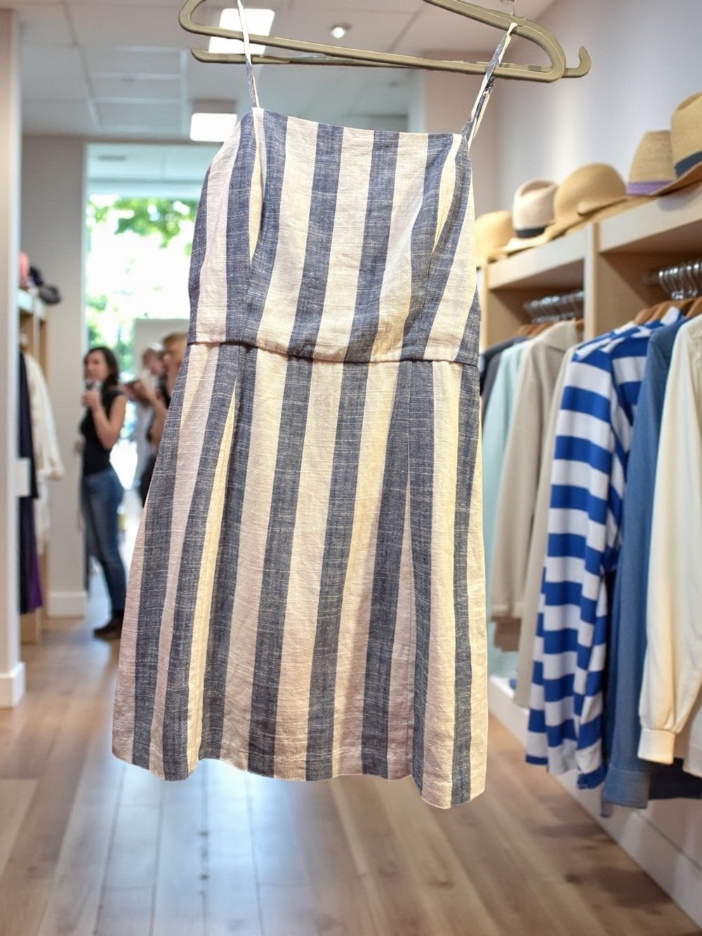 Linen blend mini sundress Blue and white Striped size s
